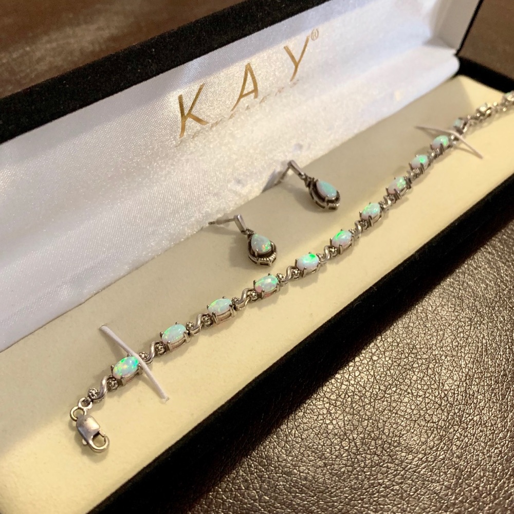 Opal Stone Bracelet & Earrings Set